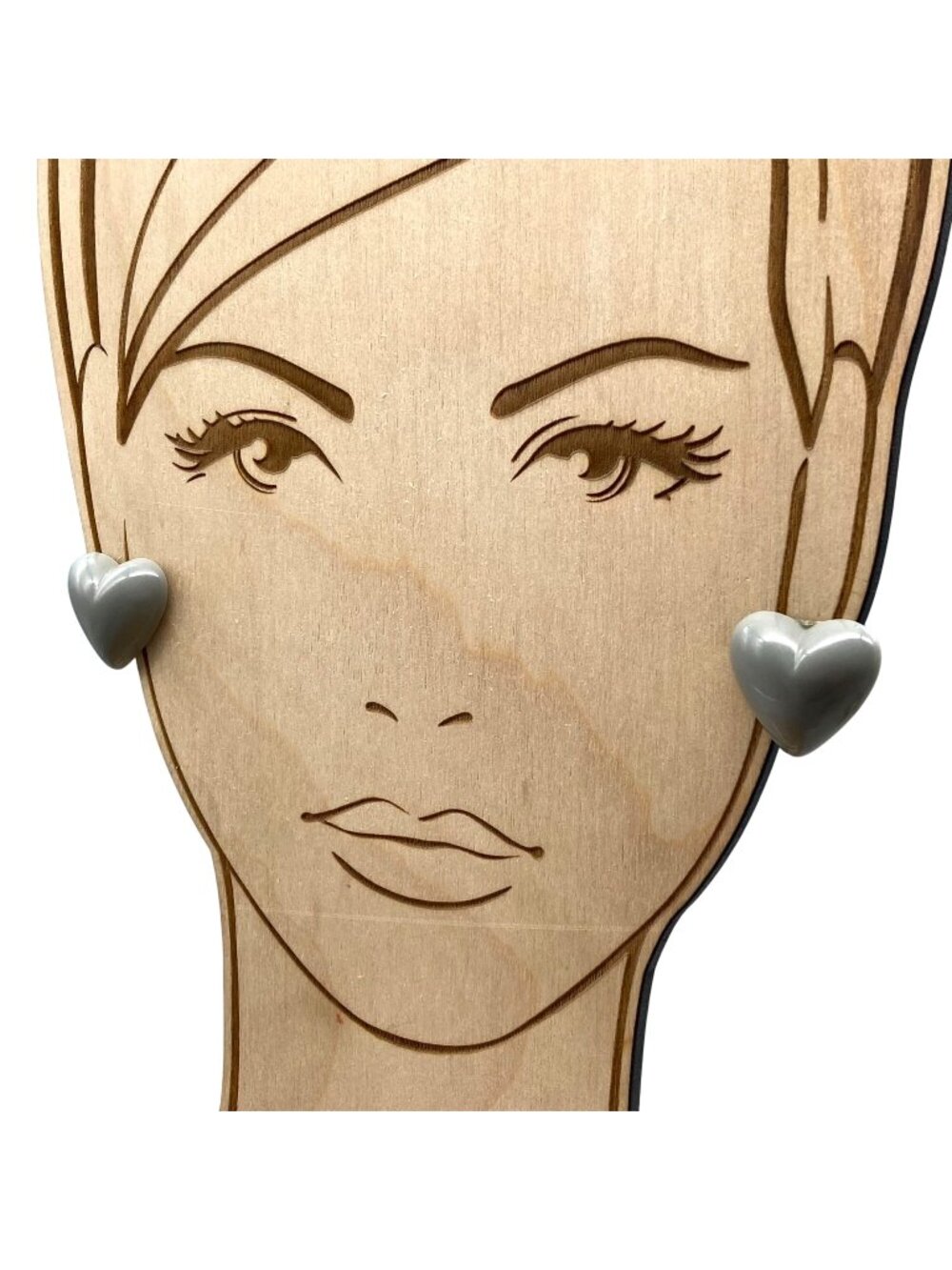 Vintage Gray Heart Earrings, Retro Lucite Studs